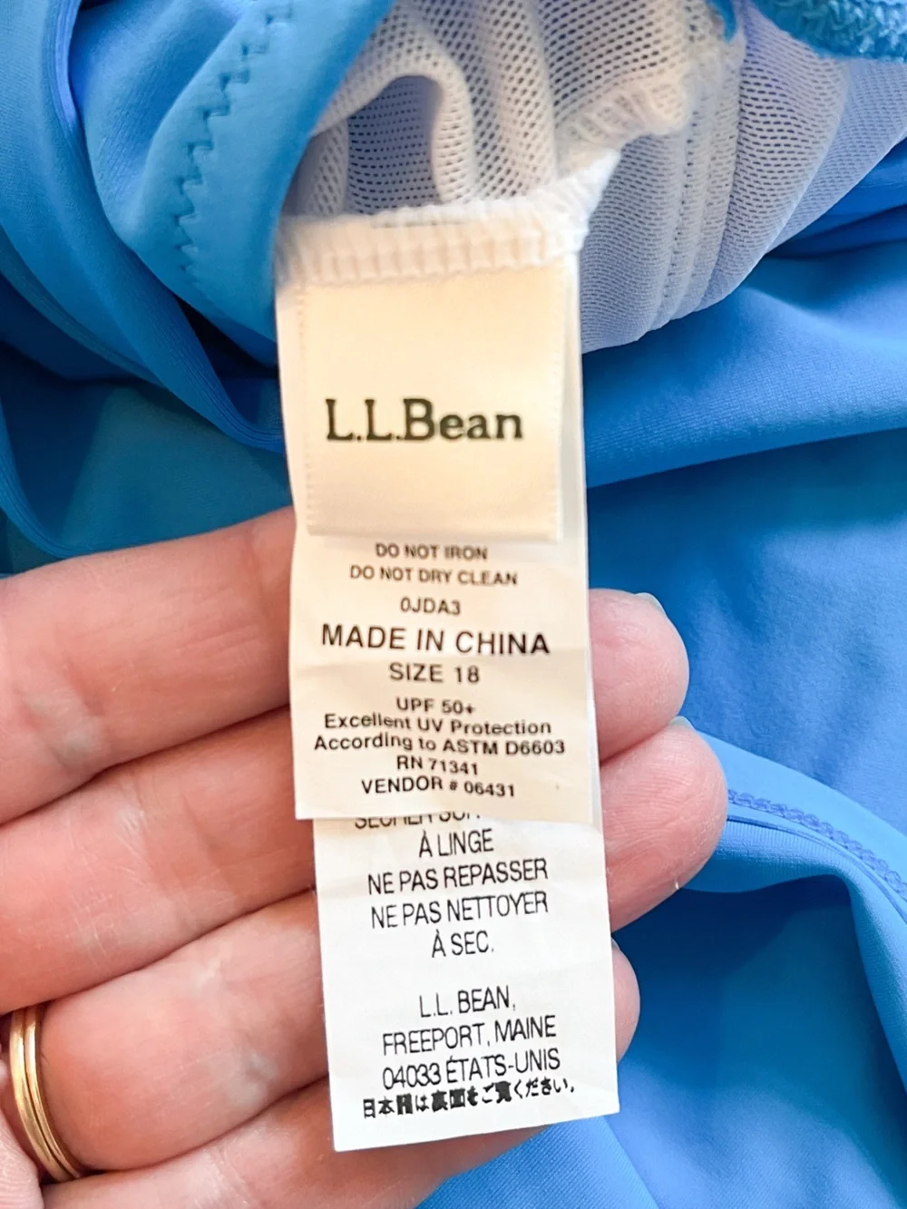 LL Bean Slimming UPF 50+ Ruched One Piece Swimsuit Size 18